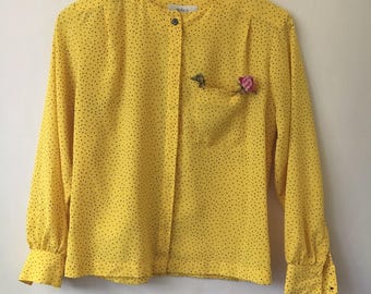Vintage Yellow Polka Dot Blouse