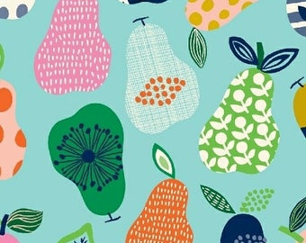 Hand Picked - Pears Aqua - Carolyn Gavin of Ecojot - Windham (43111-5) - Organic Cotton