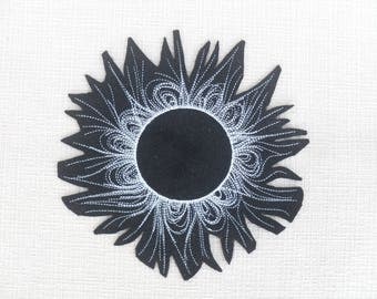 Solar Eclipse iron on patch Mystique Sun and Moon patch Iron on Patch Sun Moon Jacket Patches for jackets Hoop art Linen Pillow cover