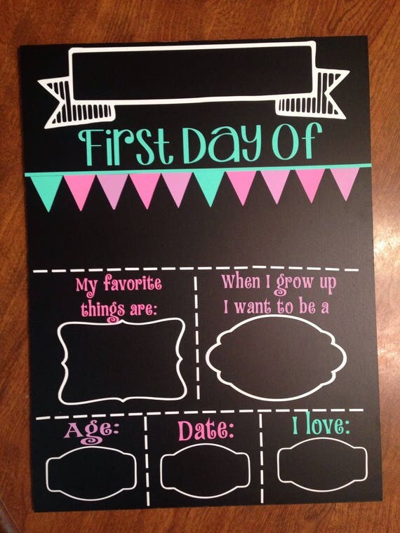 Items similar to First day of school chalkboard; reusable; fill in the