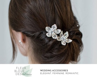 wedding hair pins | bridal hair jewelry | bridal hair pins | beaded headpiece silver | wedding hair accessories | flower hair accessory