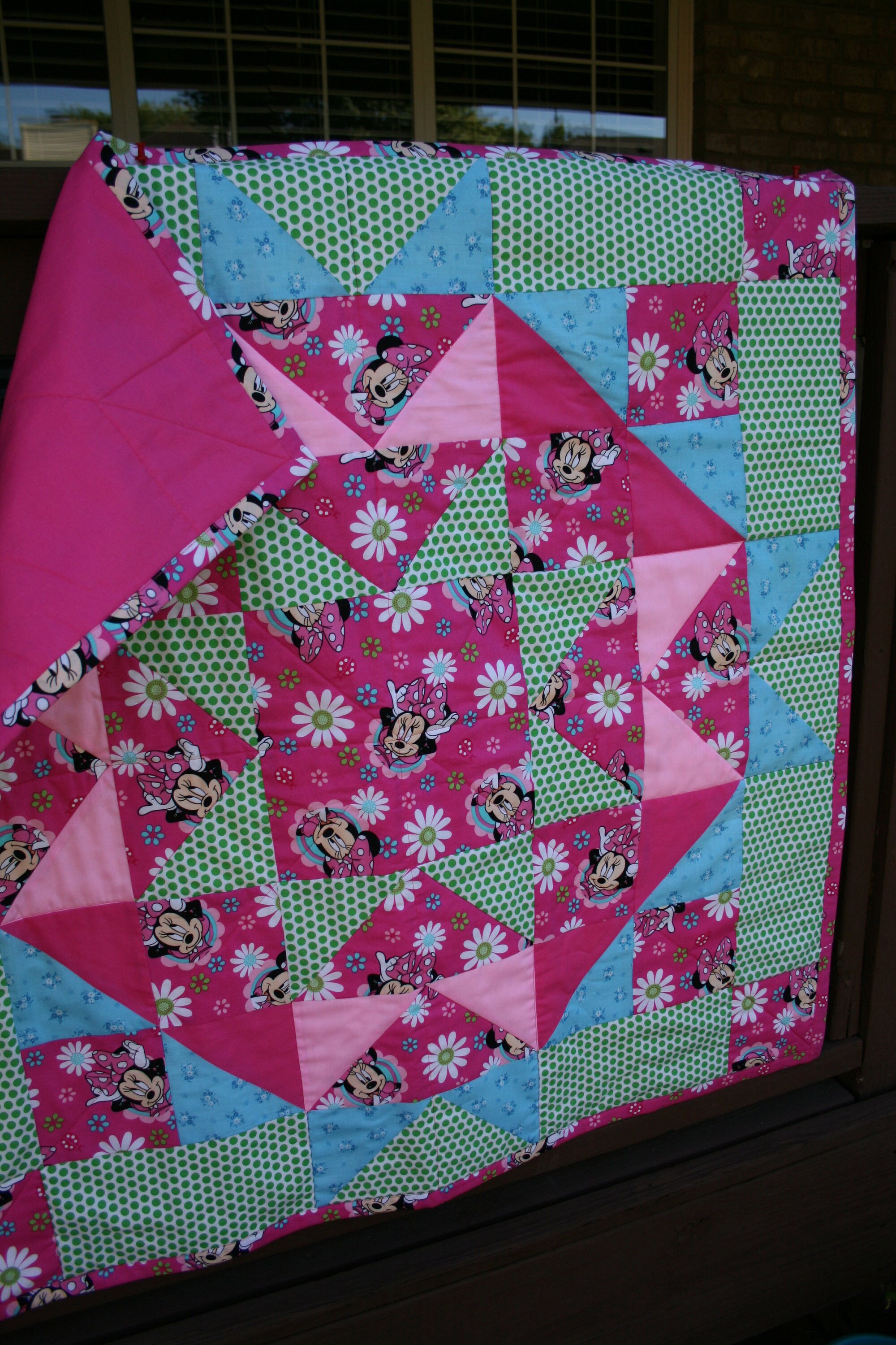 Minnie Mouse Baby Quilt. Star design. ONE of a kind Designed