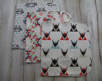 Ready to ship. Baby burp cloths Set of 3. Baby gift. Girl burp cloths.