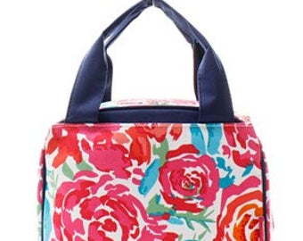 Monogrammed/Personalized Insulated Lunch Tote/Bag, Flower Lunch Bag