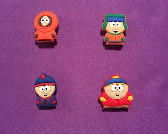 4-pc South Park Shoe Charms for Crocs, Silicone Bracelet Charms, Party Favors, Jibbitz
