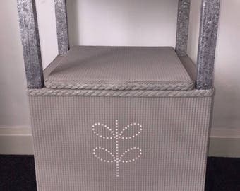 Lloyd Loom style unit with storage, french linen AS with stencilling