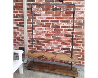 Garment rack with bottom shelf. Industrial Clothing Rack for clothes and shoe storage. Store fixture.