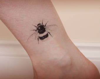 Bumble bee temporary tattoo. Fun festival insect tattoo. Temporary tattoo with bumblebee. Bumble bee tattoos.