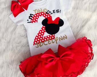Second Birthday set - Minnie Mouse 2nd Birthday outfit - I'm Twodles birthday set- second birthday outfit - 2nd birthday outfit