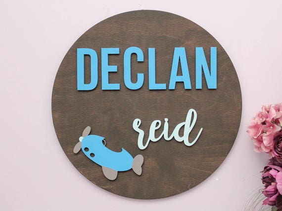 Baby Boy Nursery Decor Nursery Name Sign Round Wood