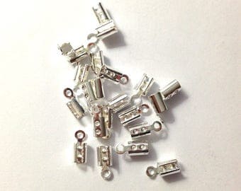 20 nuts 8x3mm silver metal tube