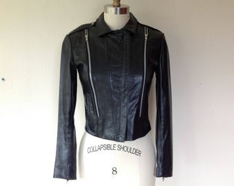 1990's Black leather motorcycle jacket