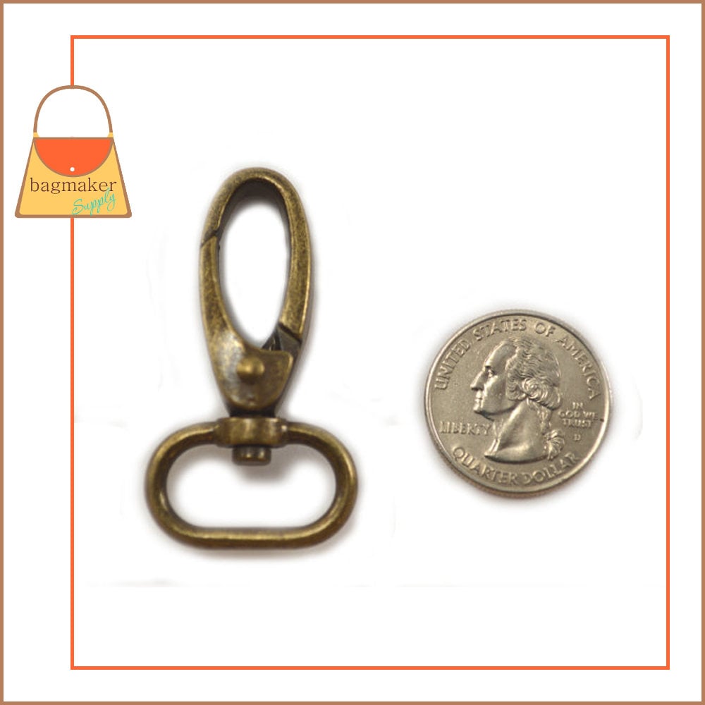 3/4 Inch Swivel Snap Hooks Antique Brass / Bronze Finish 2
