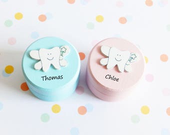 Personalised Tooth fairy box/hand painted/personalised box/tooth box/pinewood box/toothfairy box