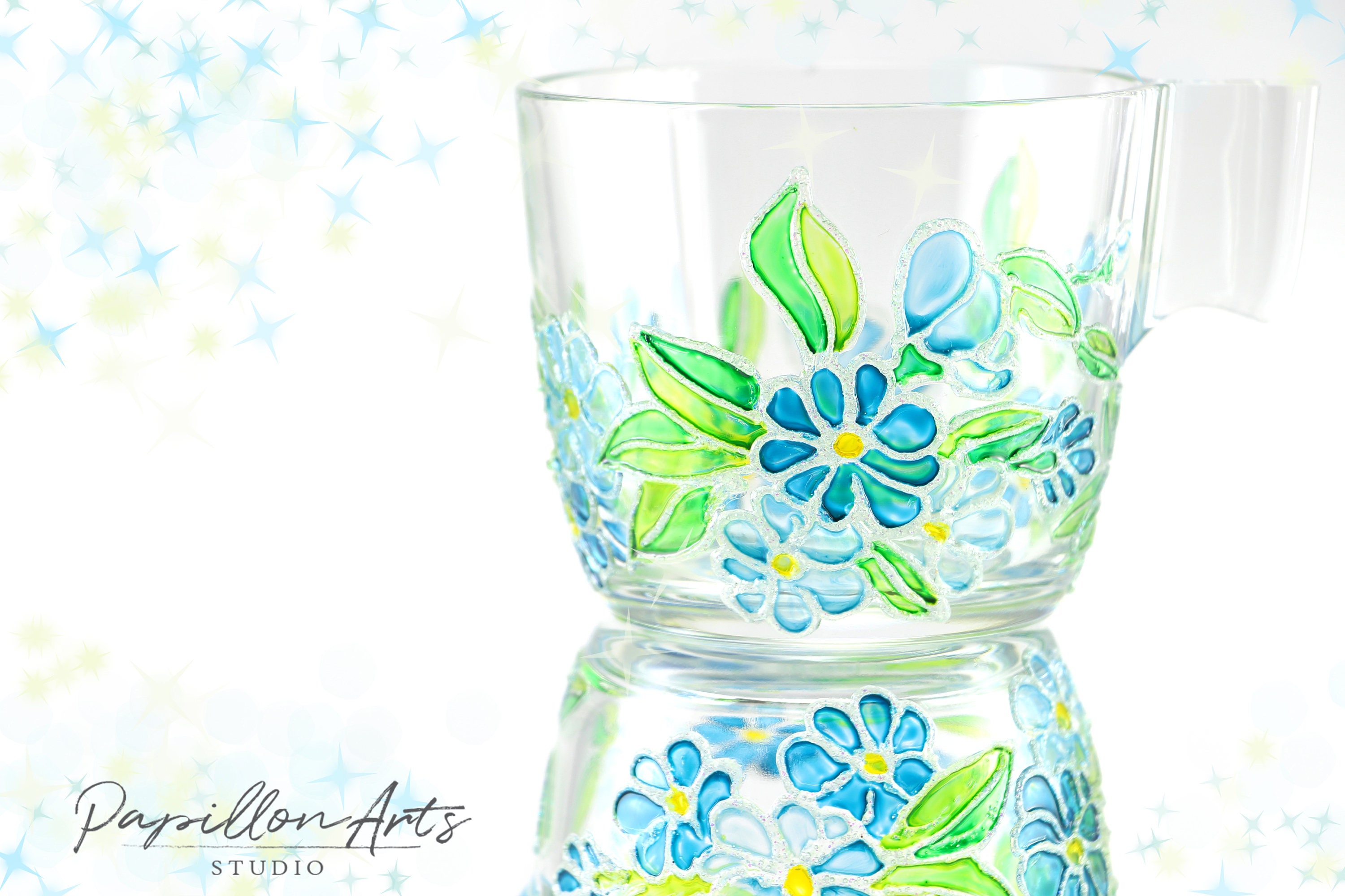 Blue flowers cup Flower cup Floral cup Garden party gift