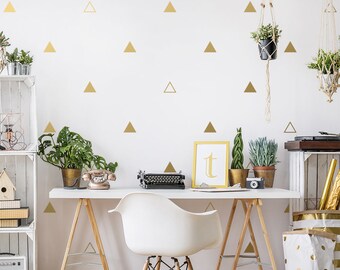 Triangle Wall Decals - Gold Triangle Wall Decal Set, Vinyl Wall Decals, Silver Decals, Metallic Decals, Gold Decor, Geometric Wall Decals