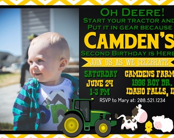 John Deere Birthday Invitation//Oh Deere Birthday//Matching Thank You Cards