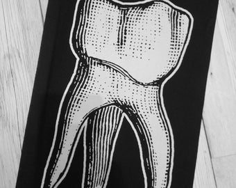 Wisdom tooth back patch - wisdom teeth patch, horror punk back patch, large goth patch, back patch death, gothic gift, goth clothing, bone