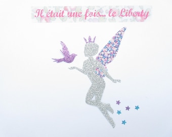 Applied fusible fairy purple Pepper liberty fabric, iron on fusing en tissu liberty liberty iron on patch