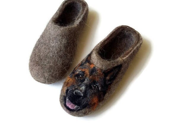 german shepherd slippers custom german shepherd portrait slippers felt wool shoes german shepherd slippers custom german shepherd portrait slippers felt wool shoes