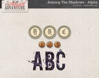 Gothic Style, Digital Halloween Alphabet Clip Art, Typewriter Font, Grungy Glitter Letters and Numbers, Symbols and Punctuation, Scrapbook