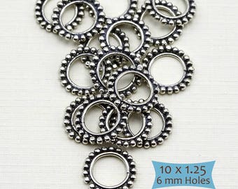 Sterling Silver Big Hole Granulated Ring Beads--1 Pc. | 29-BW213-1