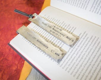 11th ANNIVERSARY BOOKMARK//personalised steel Bookmark//11 years keepsake//steel gift for husband//gift for wife//book lovers gift//books