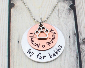 Personalized Paw Print Necklace - Custom Pet Necklace - Dog Necklace - Cat Necklace - Gift for Dog Lover - Hand Stamped Pet Jewelry