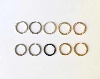 Silver or Gold Nose Rings 18G 20G 22G 24G 6mm 7mm 8mm 9mm 10mm Silver Filled Nose Hoop Ring