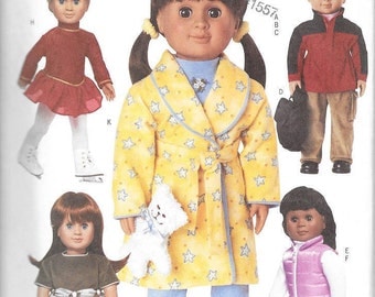 Butterick 3329 - 18 inch doll clothes pattern - Jacket, Skating Dress, PJ's, Backpack etc. - NIP - Uncut