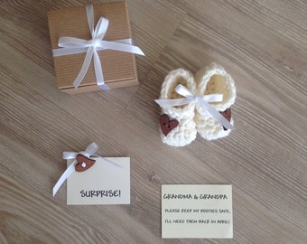 Pregnancy Reveal to Grandparents, Pregnancy Announcement to Grandparents, Pregnancy Reveal Booties, Pregnancy Announcement Booties