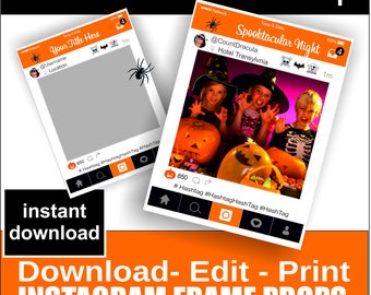 Custom Design Halloween Cut Out Frame- Instant download - Spooky Instagram Photo Prop download- Editable Pdf download- instant download