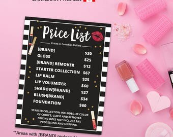 Printable price list | Etsy