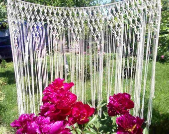 Macrame Curtain/Wedding Arch/Macrame Wall Hanging/ Large Bohemian Window/ Covering / Backdrop Headboard Curtain