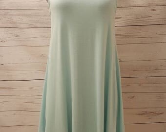 Baby Blue Shift Dress with Floral Ruffle Hem