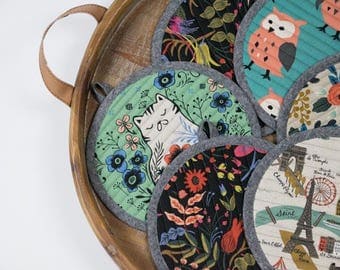 Quilted Pot Holders or Hot Pads made with Cotton Canvas and Insulated batting