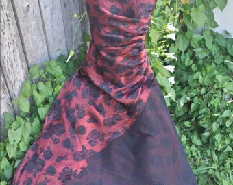 Vintage rose dress/costume dress/prom dress/80's prom dress/vintage gown/costume gown/80's rose gown/vintage prom dress