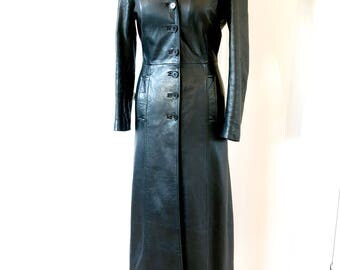 Long leather coat | Etsy