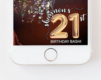 Birthday Snapchat Geofilter, Snapchat Birthday Geofilter, 21st Birthday Gifts for Her, Birthday Filter, Gold Balloons Personalized Gift Idea