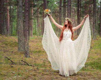 Hand knitted lace wedding dress wedding gown