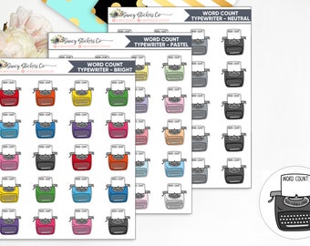 Typewriter Word Count Tracker | Writer Planner Stickers