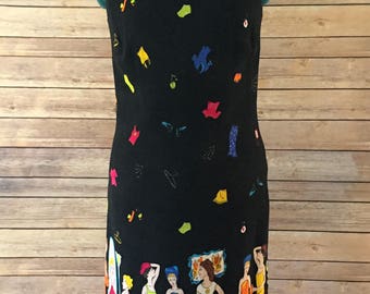 Summer Dress | Sheath Dress | Wiggle Dress | Black Dress | Sleeveless Dress | Midi Dress | Vintage Dress | 90s Dress | Hipster Dress | Small