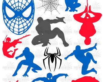 Spiderman silhouette - Spiderman ClipArt - Spiderman SVG – png eps svg dxf jpg Files - SVG Files for Silhouette Cameo - Print and Cut