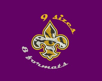 9 Sizes fleur de lis Louisiana State University Tigers LSU Inspired Machine Embroidery Designs in 8 formats and 9 sizes
