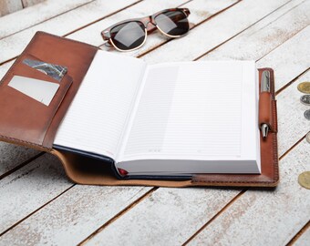 A5 journal cover . leather journal . notebook cover .book cover .refillable notebook . hand stitched . journal cover
