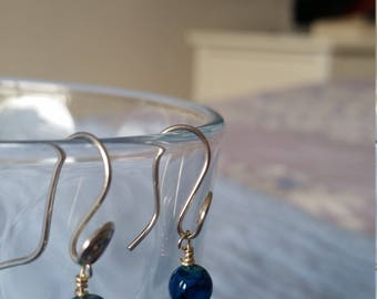 Handmade Sterling Silver Spiral Hook Drop Bead Earrings