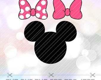SVG DXF PNG Minnie Mouse Bow Clipart Vector Cut File Cricut Design Silhouette Cameo Decal Vinyl Disney Party Stencil Heat Transfer Iron On