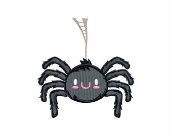 Halloween Spider - Halloween #07 Stitched and Applique Machine Embroidery Design - Five Sizes: 3.5 to 5.5 inch - Instant Download!