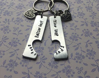 BETTER HALF KEYRING / handbag charm valentines day anniversary engagement wedding gift husband wife girlfriend boyfriend