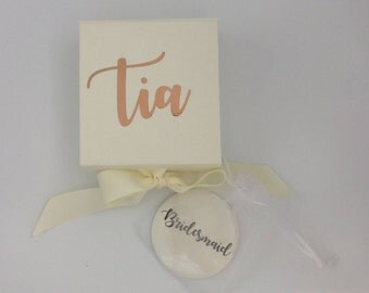 Bridesmaid gift box, bridesmaid pocket mirror, bridesmaids gift, bridesmaids keepsake